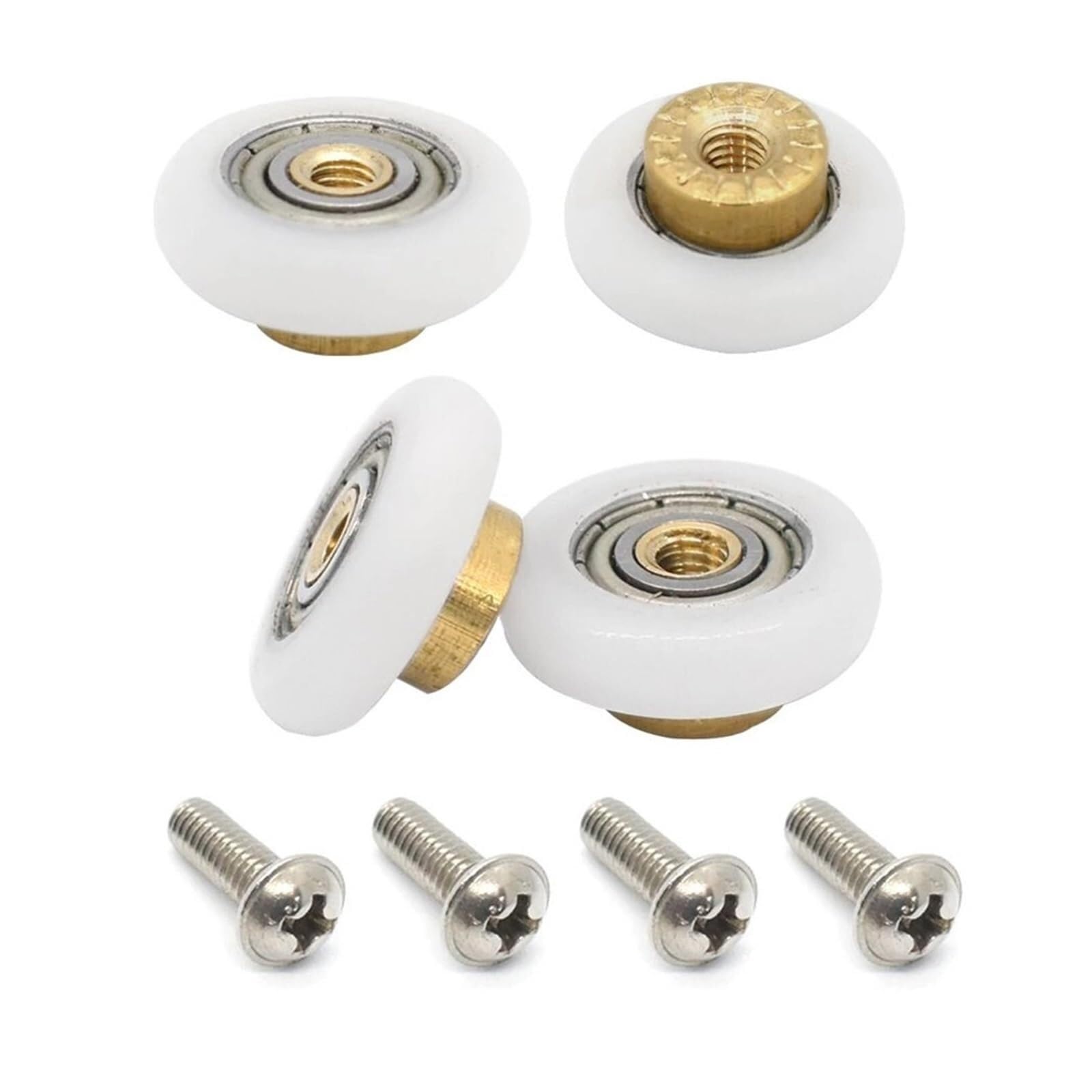 Wangshaowei 20Mm Shower Door Rollers 4Pcs Shower Door Rollers Pulley Bathroom Sliding Glass Wheels Accessories -27Mm