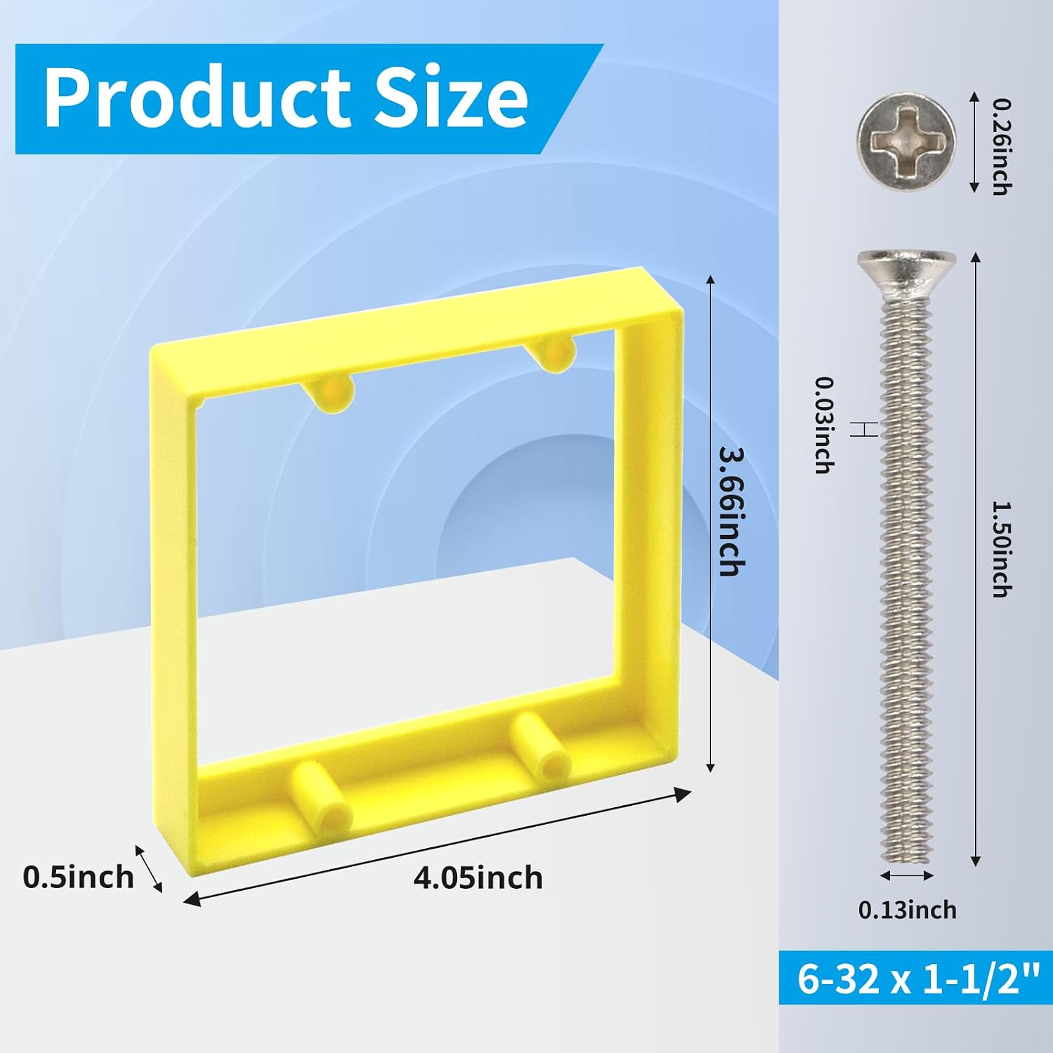 1/2” Double Gang Receptacle Outlet Box Extenders,Include 24Screws(6-32 x 1.25),Yellow Electrical Outlet Extender for Electrical Outlet Box & Electrical Outlet Switches,6Pack
