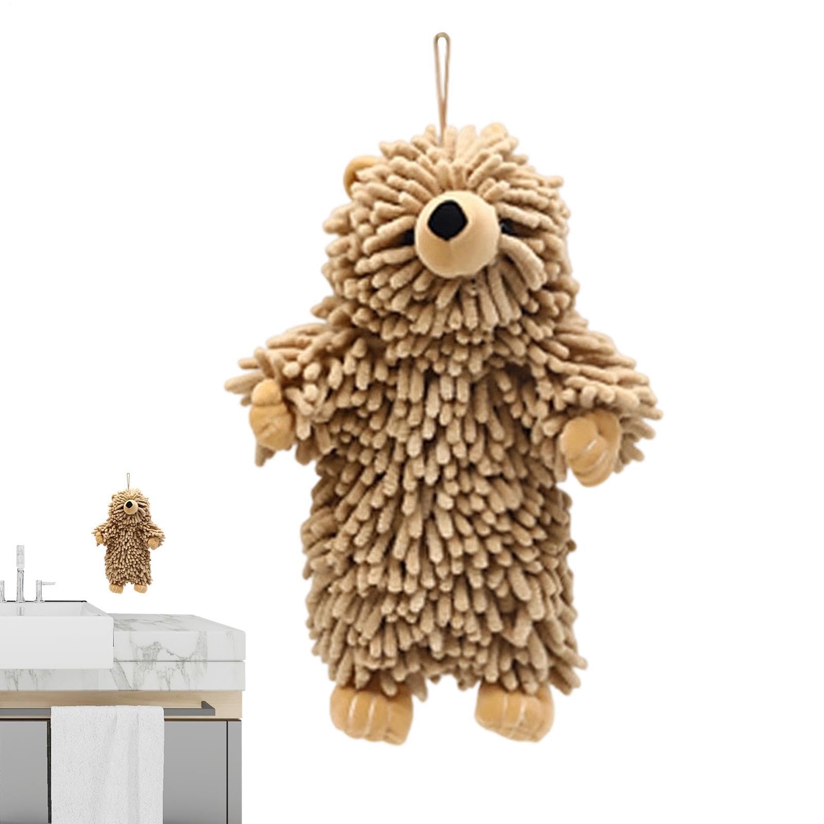 Toallas de mano con forma de oso de chenilla absorbente para interiores de casa