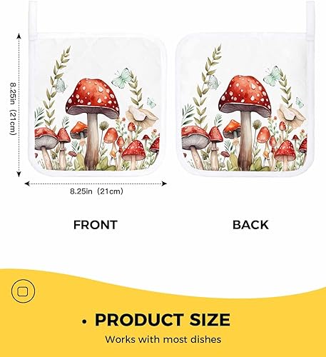 Miniatura 3 de 3 Packs Mushrooms Pot Holders Sets for Kitchen,Oven Pan Plate Bowl Pads Heat Proof Mat with Hanging Loop,Thick Terry Cloth Potholders Soft Grip for