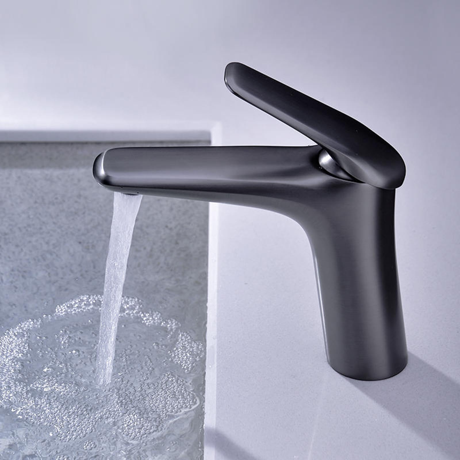 BiaoTeng Waschbecken Hahn Bad grau Einhebelmischer Waschbecken Messing Wasserhahn Bad Waschbecken Wasserhahn Badezimmer, grau