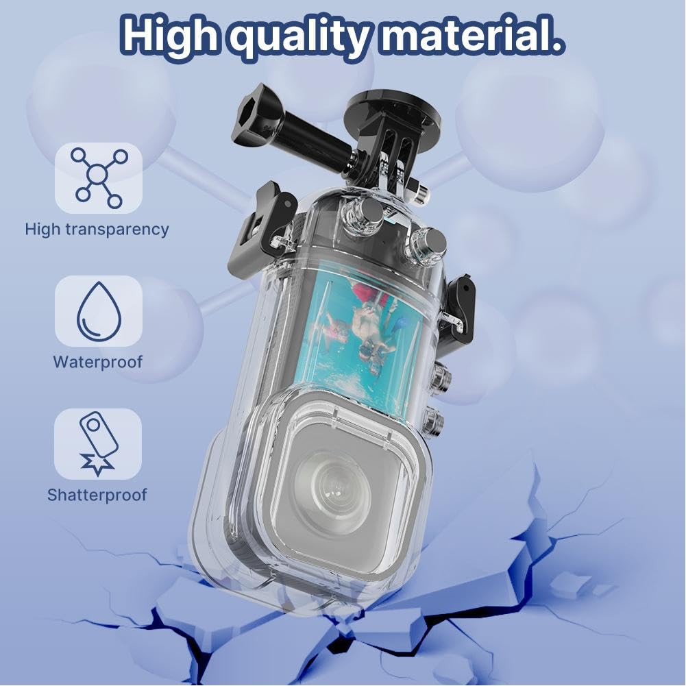 HUAYUWA 30M Duikkoffer met Silicon Lens Cap voor Insta360 X3 Action Camera Waterdichte Case met Beugel Accessoires 98FT Onderwater Fotografie Behuizing voor Insta 360 One X3 Duiken Case