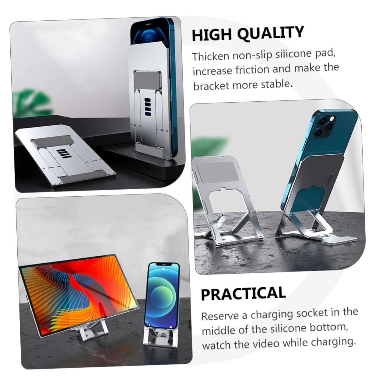 Soporte para Teléfono y Tableta De Aleación De Aluminio Soporte Ajustable para Teléfono De Escritorio para Tableta Accesorios para para Coche o Oficina
