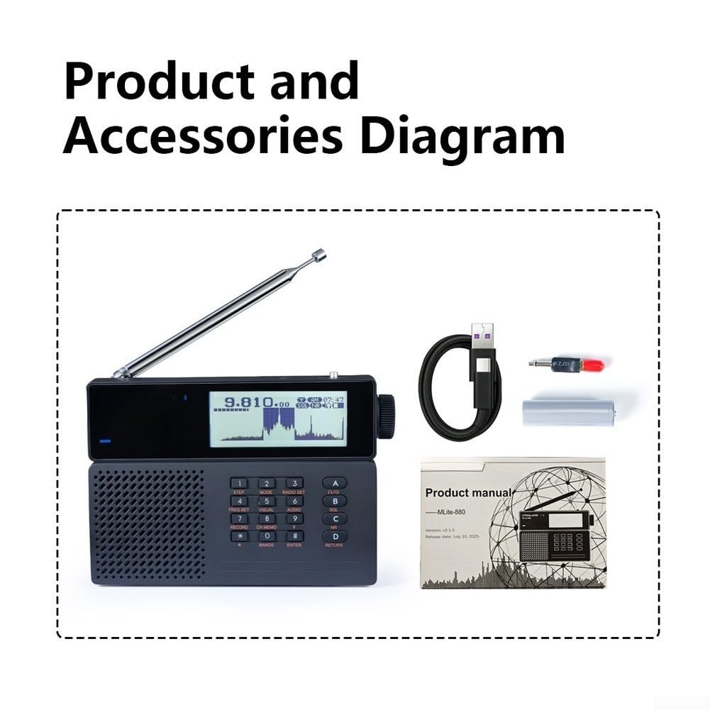 Empfänger, MLite-880 Tragbares Radio mit DAGC & verstellbarem Filter für HF VHF