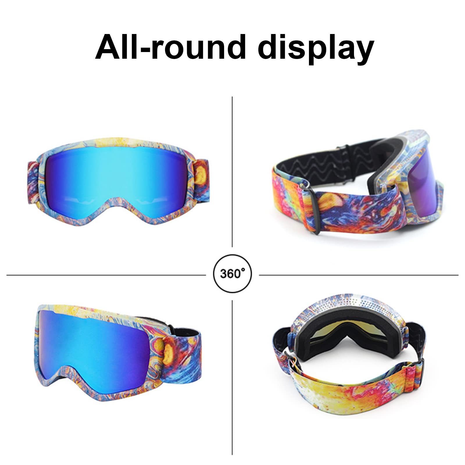 Lunettes de Ski pour Enfants, Lunettes de Snowboard Double Objectif Anti-buée,D