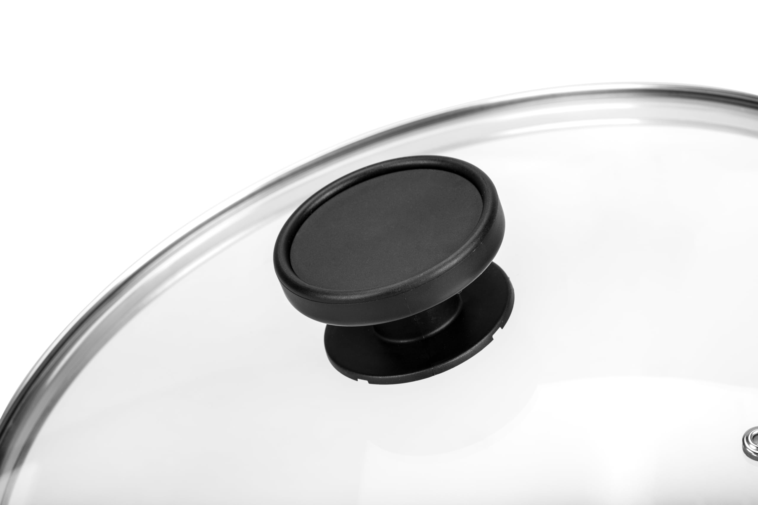 Alluflon Couvercle en Verre Trempé avec Rebord en Acier Inoxydable, Résistant aux Hautes Températures, Compatible Lave-Vaisselle, 24 cm
