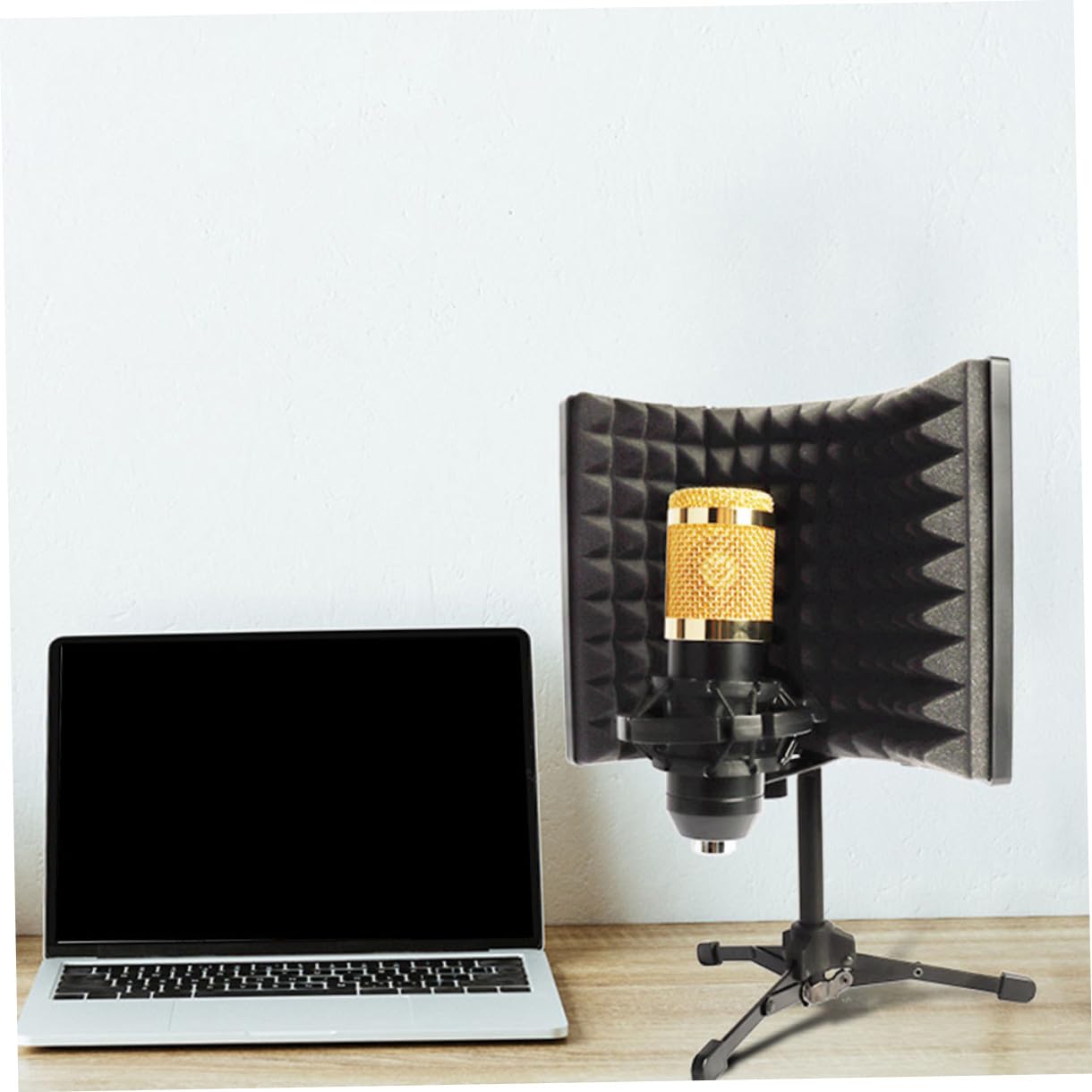 POPETPOP Parabrisas para Micrófono Abs Aislamiento Resistente al Viento y Bloqueo de Polvo, Funda de Esponja Adaptable para Estudio y Grabación Profesional