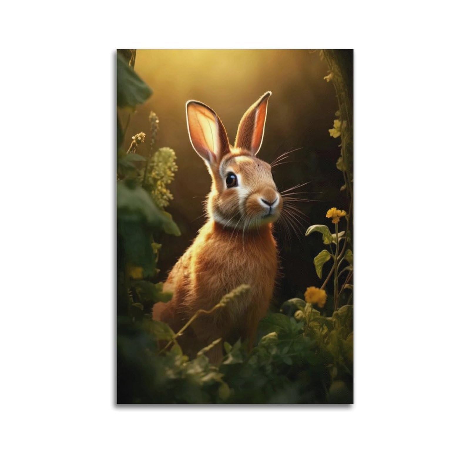 WZKTCL Animal Poster Curious Bunny Artwork Poster Decorative Painting Canvas Wall Posters And Art Picture Print Modern Family Bedroom Decor Posters 20x30inch(50x75cm)