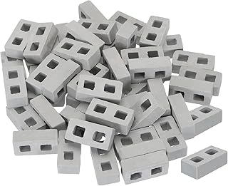 MECCANIXITY Miniature Bricks Clay Mini Wall Brick Model Brick Building Set for Model Building Dolls Pet Houses Garden Grey Pack of 50 Scale 1/12 29x14x9.5mm/1.14x0.55x0.37