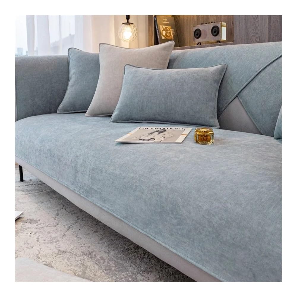 Housse de canapé de salon antidérapante bleu gris au design universel et finitions soignées