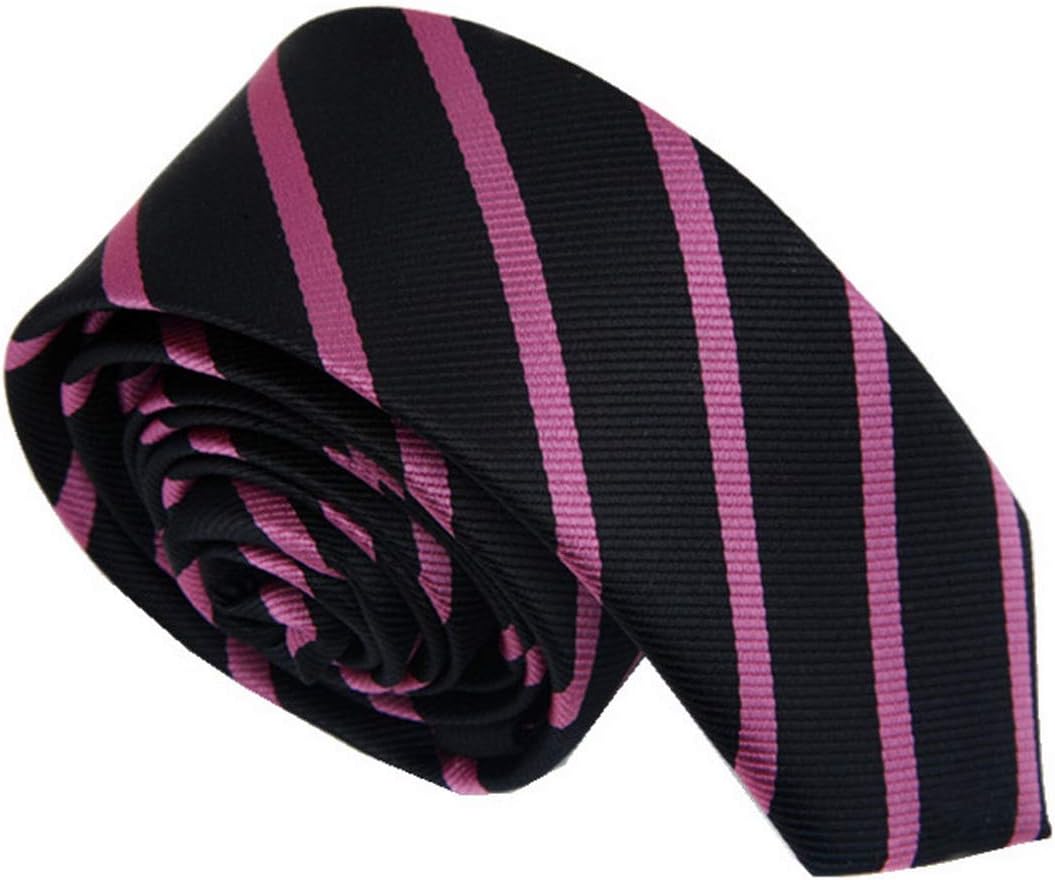 TNS Black & Deep Pink Thin Skinny Tie - Neckties(Size: 2 X 59 )