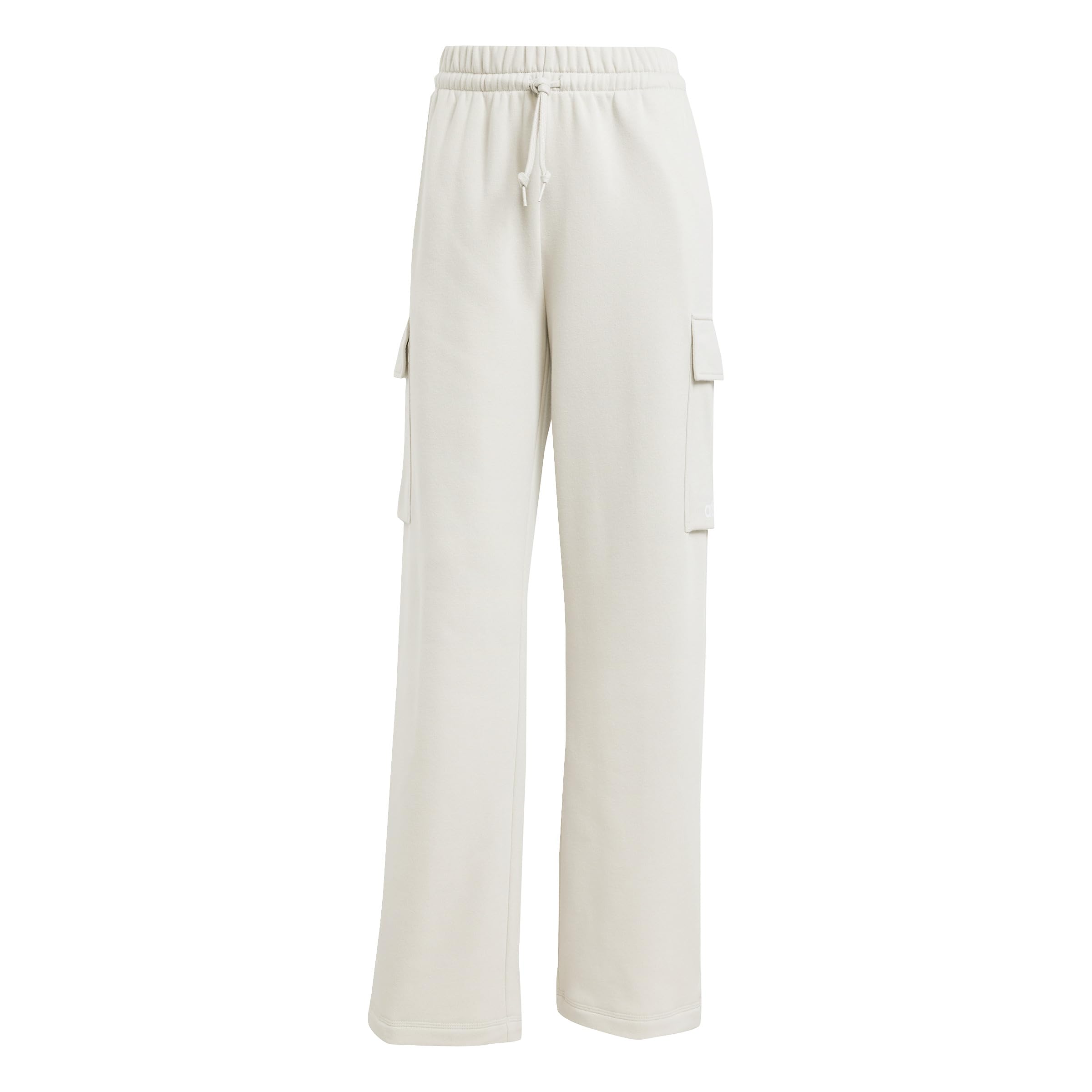 adidas Women's Essentials Linear Fleece Cargo Pants, Wonder Alumina/White, L