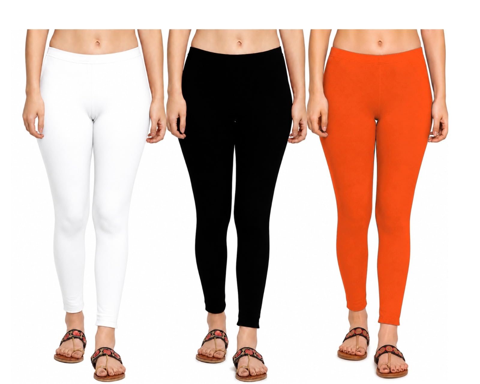 Women’s Cotton Stretchable Leggings Pack of 3 | Soft Ankle Length Churidar Leggings for Casual, Ethnic-picture-35