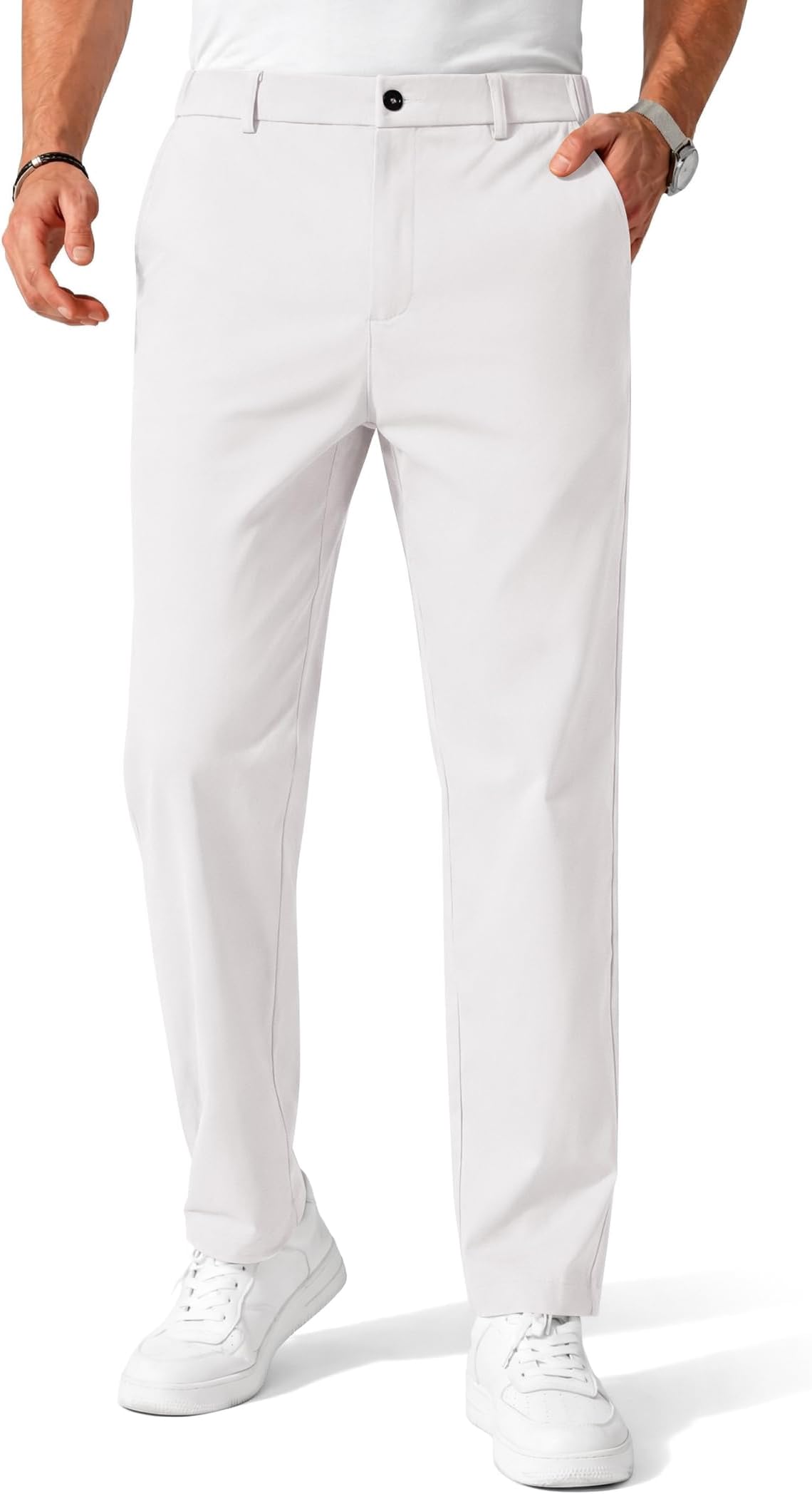Mens Chino Pants Casual Business Dress Pants Stretch Golf Trousers with Pockets
