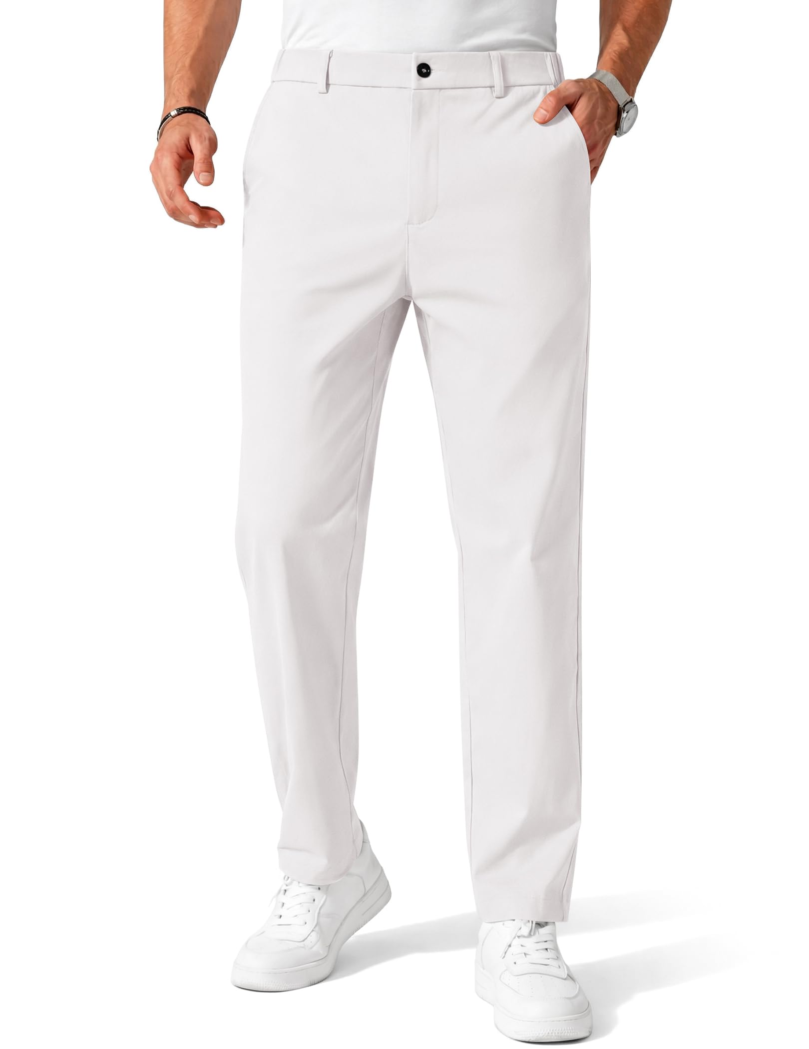 Mens Chino Pants Casual Business Dress Pants Stretch Golf Trousers with Pockets
