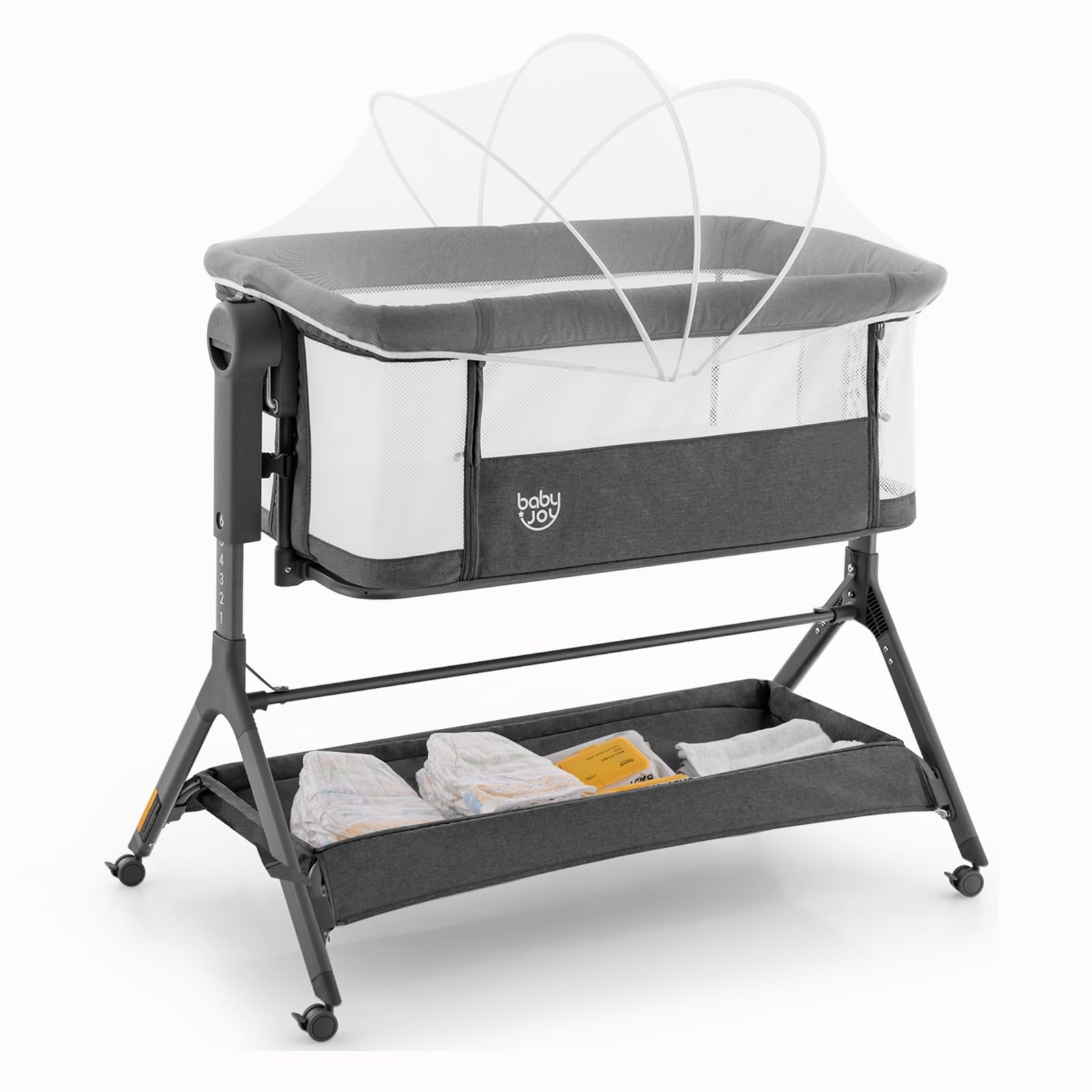 HONEY JOY Baby Bassinet Bedside Sleeper, 3-in-1 Easy Folding
