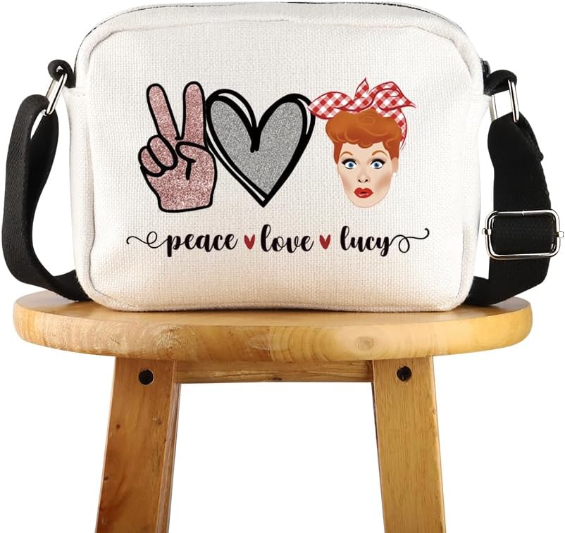 – TV Show Inspired Gift Lucy Fans Gift Peace Love Lucy Crossbody Bag
