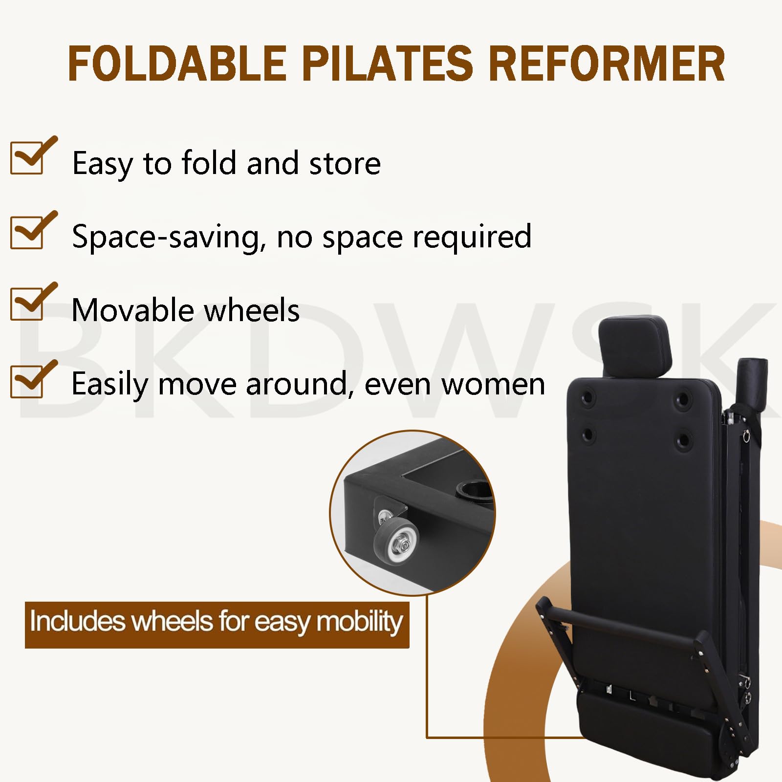 Pilates Reformer Pieghevole, Macchina per Allenamento Pilates per Palestra Casa, Carico Fino a 120 kg, Yoga Home Trainer per Allenamento in Posizione Supina,Black-A01+Box