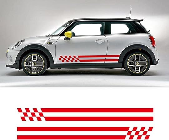 Amazon ストライプデカール 車側ドアステッカー ミニクーパー用r56 R57 R58 R50 R52 R53 R59 R61 R60 F60 F55 F56 F54 車側スカートステッカーチェック柄デカール ステッカー デカール 車 バイク