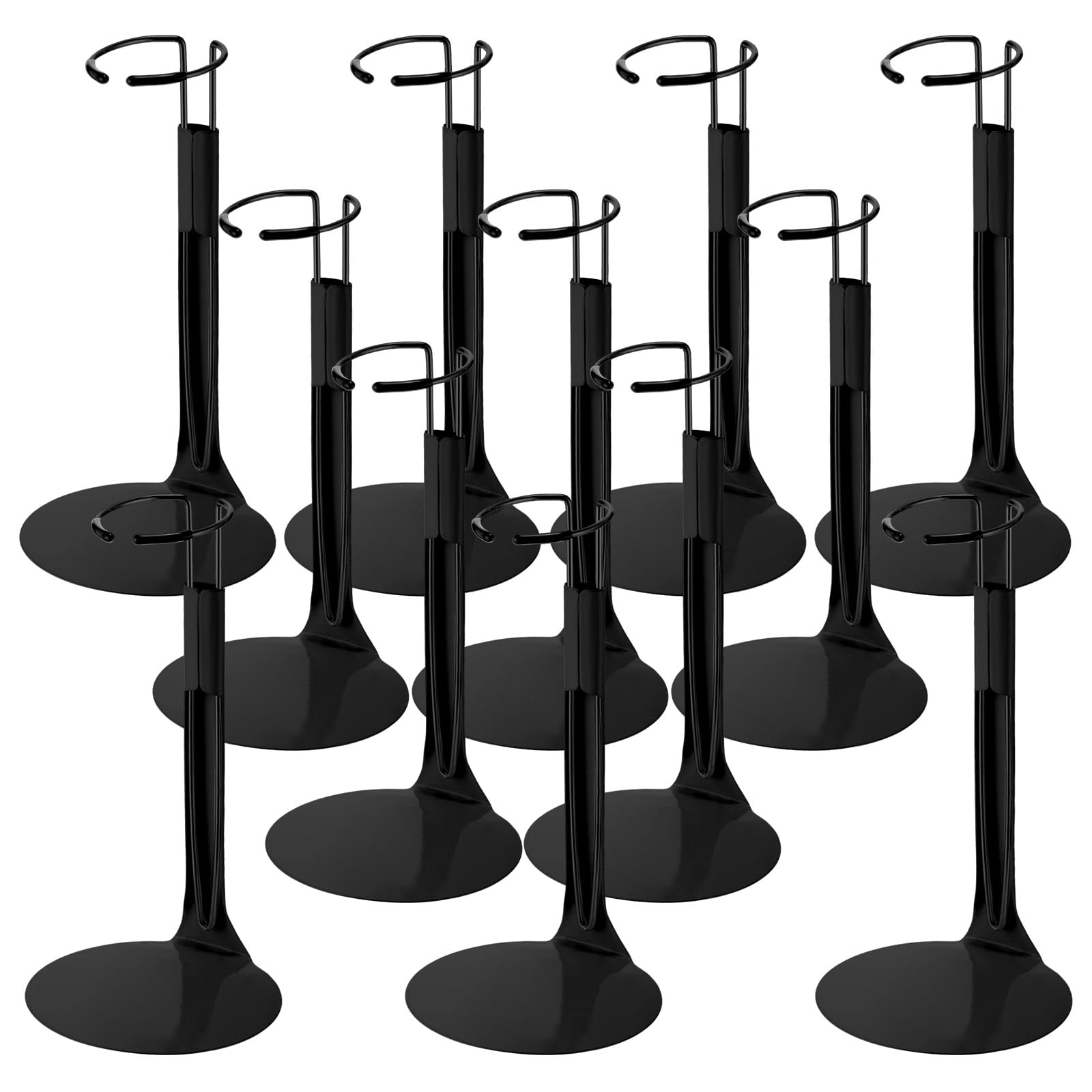 Yaocom 12 Pcs Action Figure Stand Action Figure Display Holder with Expandable Waist Wire for 8" to 12" Model Bear Display Rack(Black)