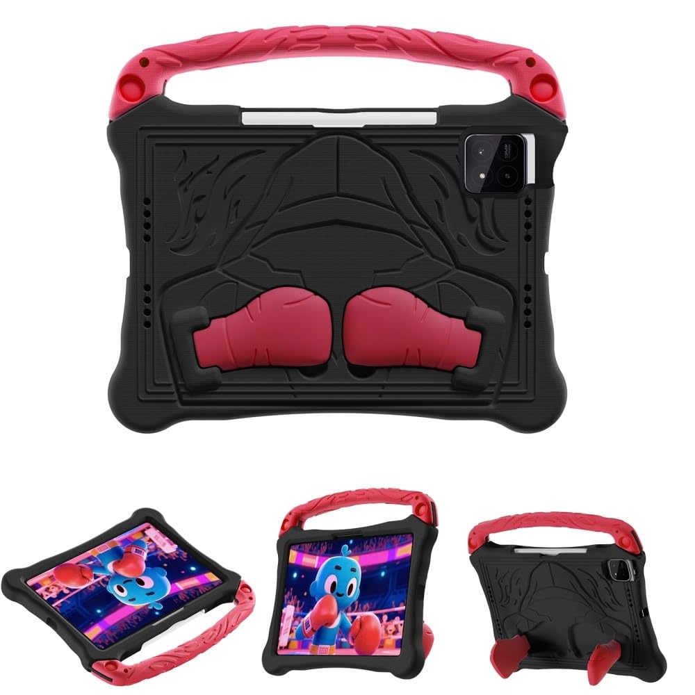 Generic etui kompatybilne z Xiaomi Mi Pad 5 Pro (kolor: czarny plus czerwony) odporny na wstrząsy stojak twardy tył twardy silikonowy futerał z paskiem na ramię