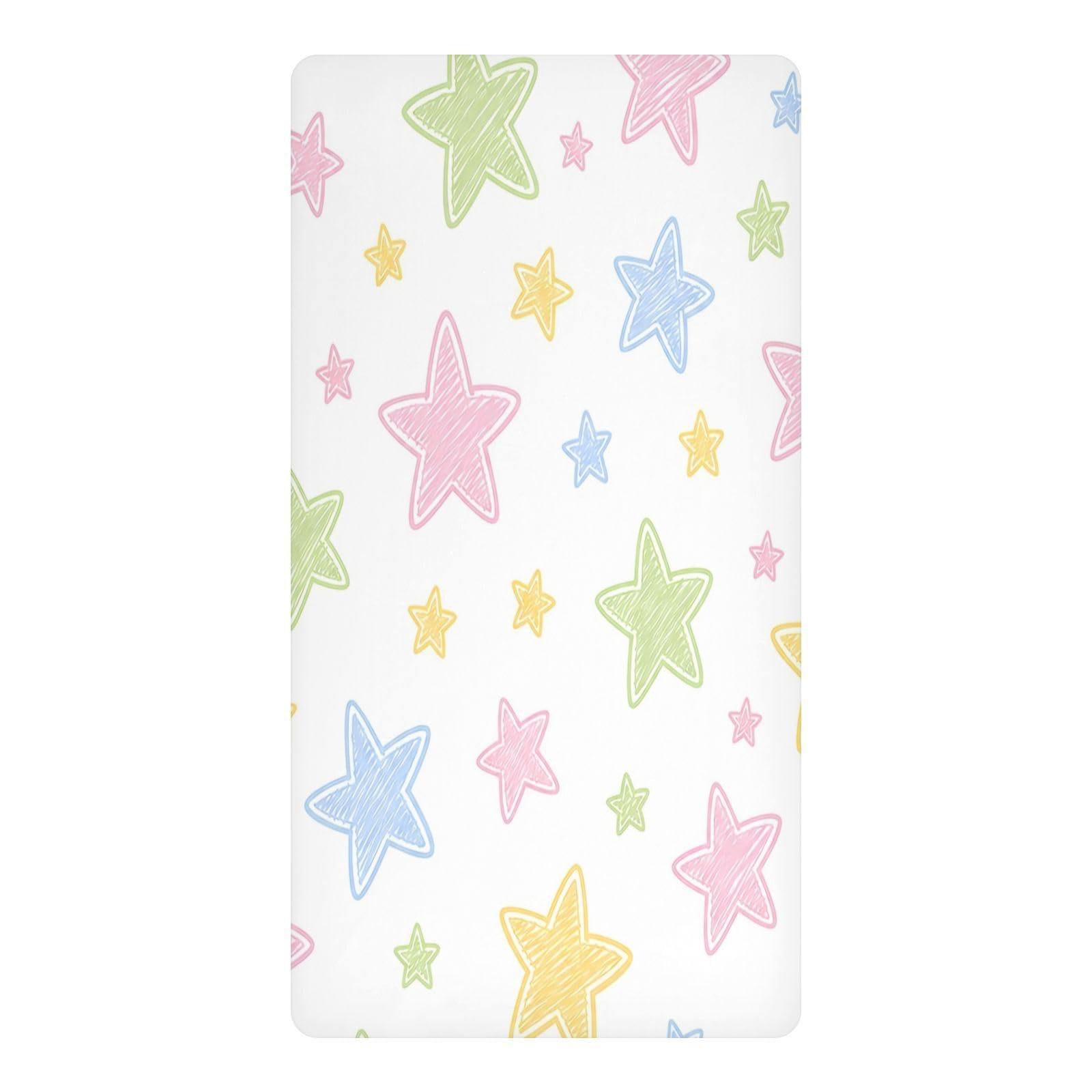 BOESI Pastel Stars Waterproof Crib Sheet,Fitted Mattress Protector