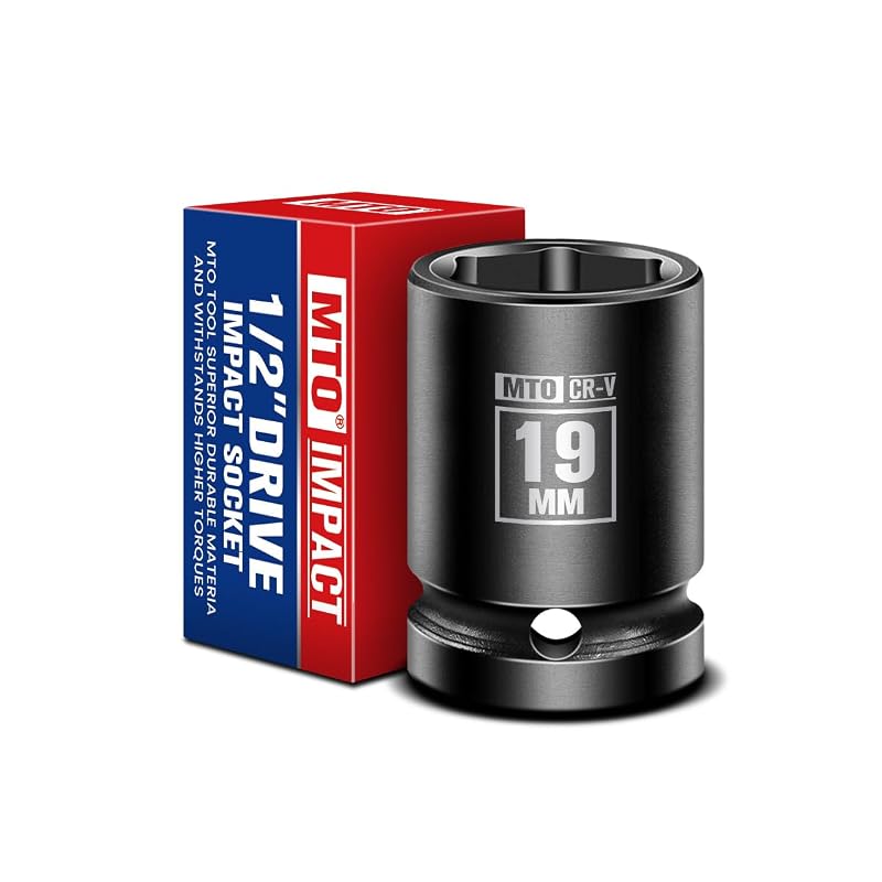 Soquete de Impacto Raso MTO 19 mm com Encaixe de 12,7 mm (1/2 pol.), 6 Pontos, Aço Cromo-Vanádio, MTO-CR-V-SHALLOW-19mm