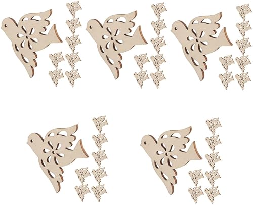 EXCEART 100 etiquetas de paloma de madera para decoración de animales, rebanadas de paloma, para baby shower, adornos de madera de pájaro, rebanada