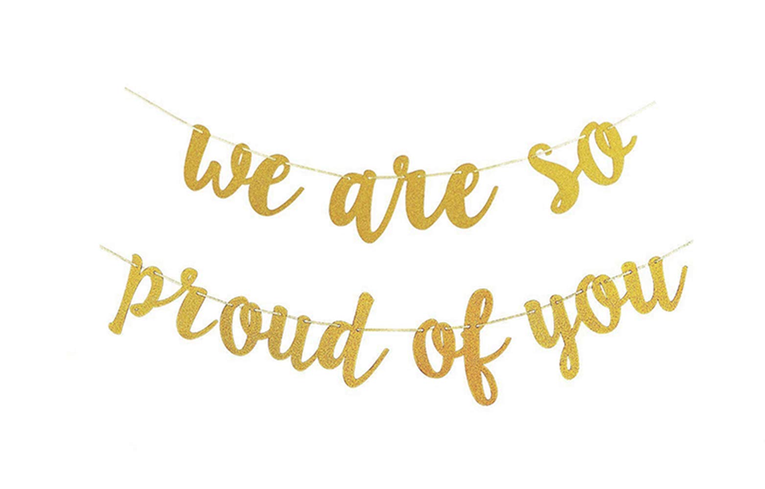 We are So Proud of You Banner Gold Glitter Congratulations Graduation Garland for 2025 Graduation Party Decorations
