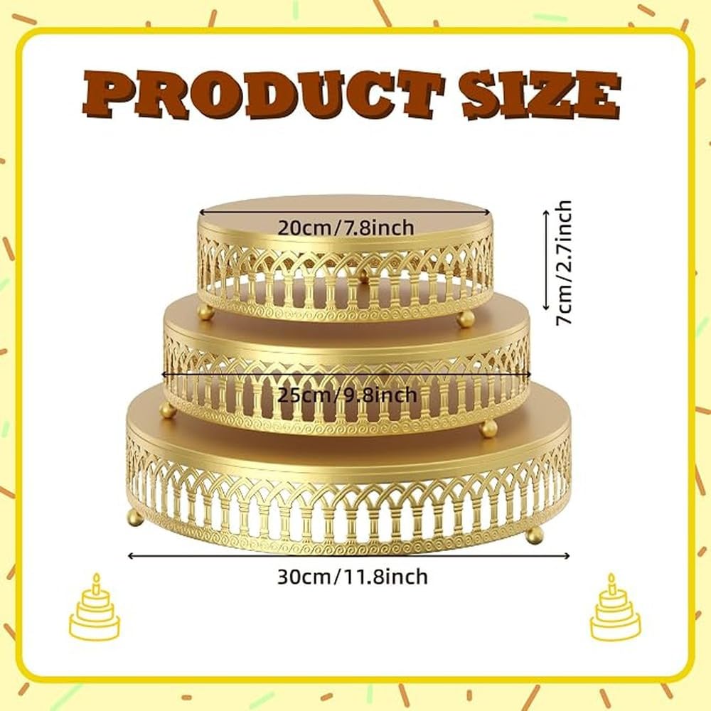Soportes para pasteles dorados, elaborados en metal duradero con
