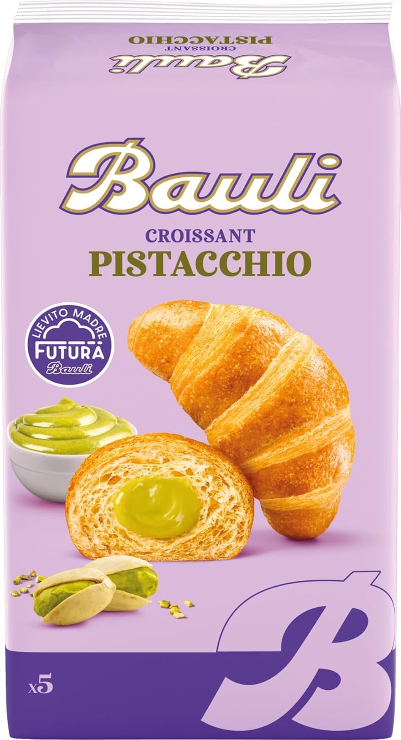 Italian Gourmet Bundle Croissants aux pistaches 3 x 250 g + pulpe italienne Gourmet – Pâtisserie italienne, Croissants farcis avec crème de pistache, snack sucré pour café, bureau
