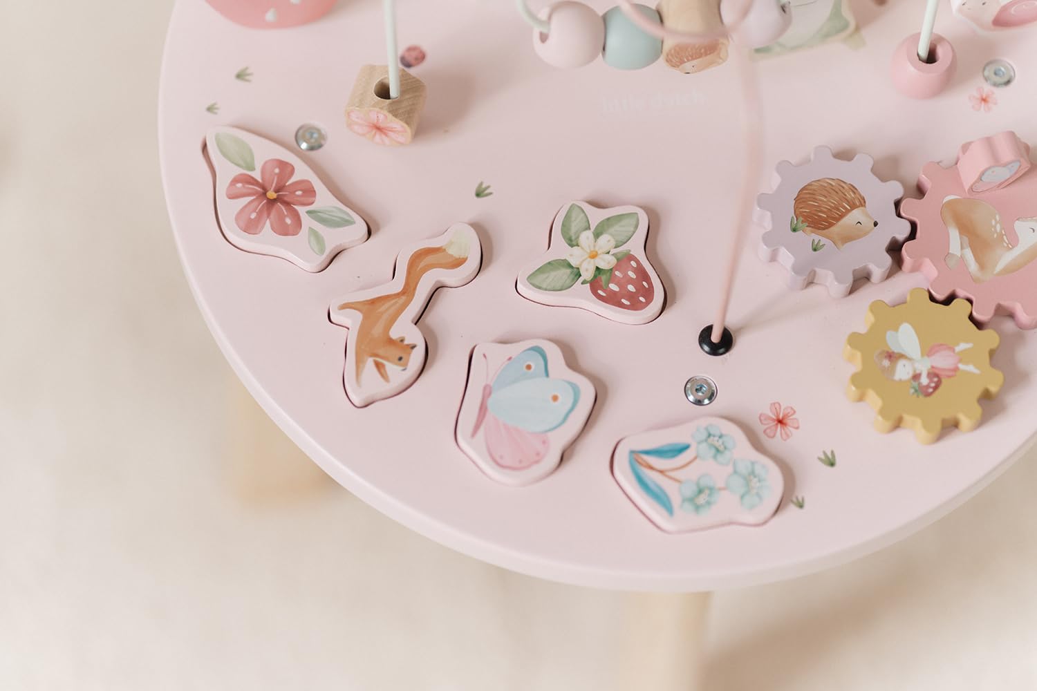 Little Dutch 7341 Fairy Garden - Mesa de actividades de madera, color rosa