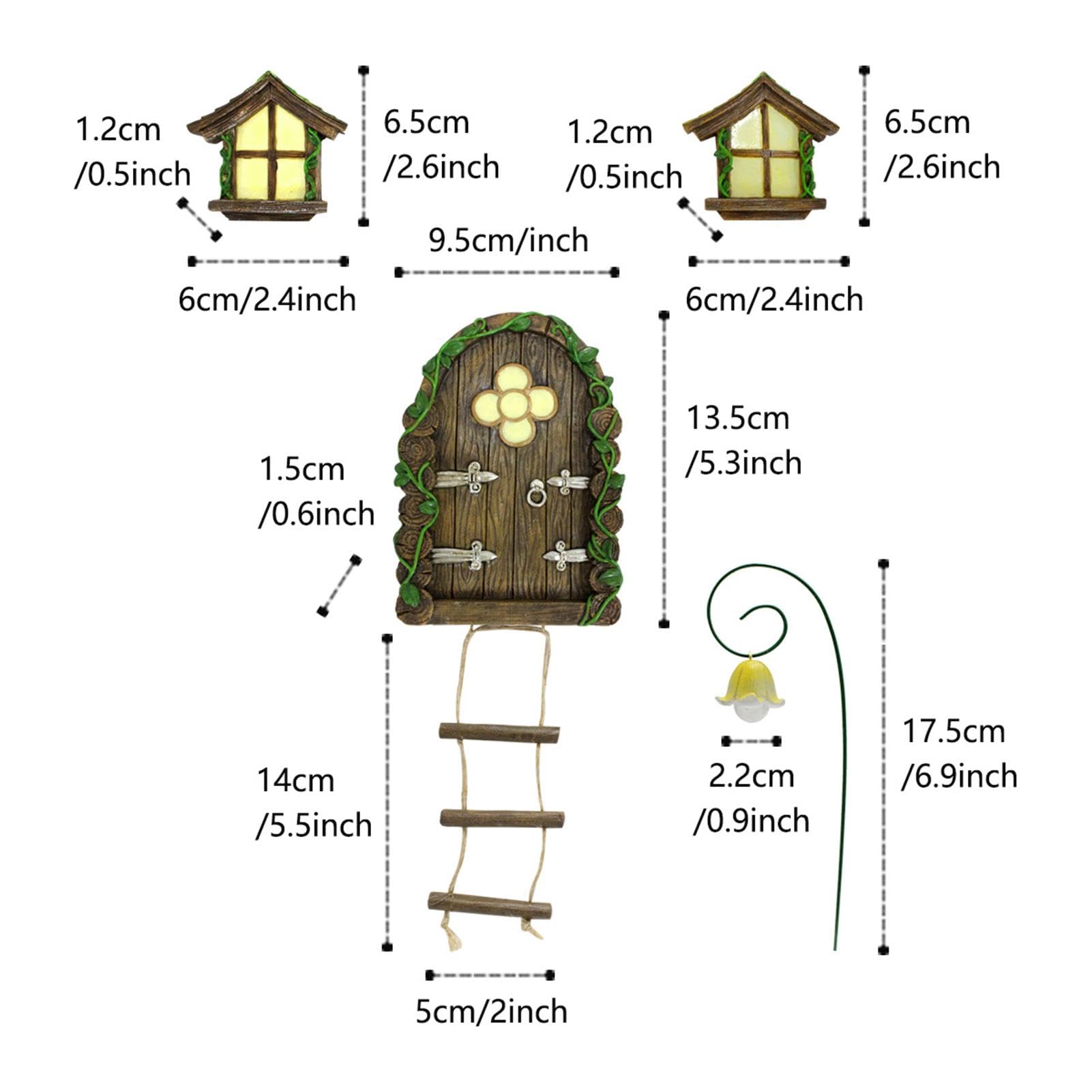 Casas de Hadas para niños, casa de Hadas de gnomo, Ventana y Puerta para árboles, Accesorios de jardín en Miniatura, diseño de jardín Encantado al Aire Libre, decoración de Adorno de césped