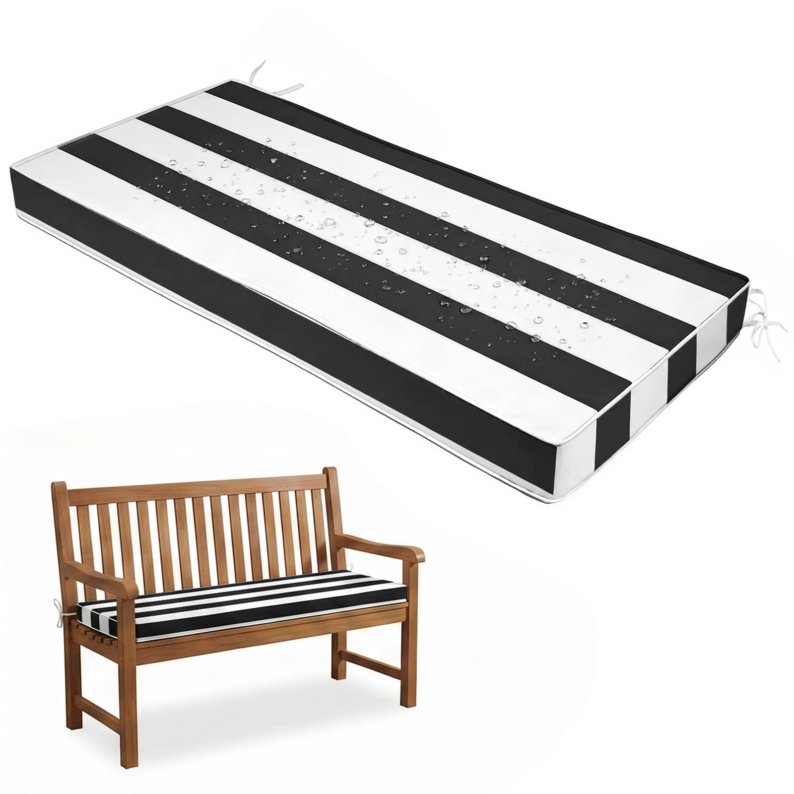 PTKG Outdoor Seat Pads 2/3/4 Seater Piped Edge Weather Resistant Garden Bench Cushions Non-Slip Seat with Zipper for Indoor Outdoor Furniture, Living Room, Kitchen, Patio — image 1