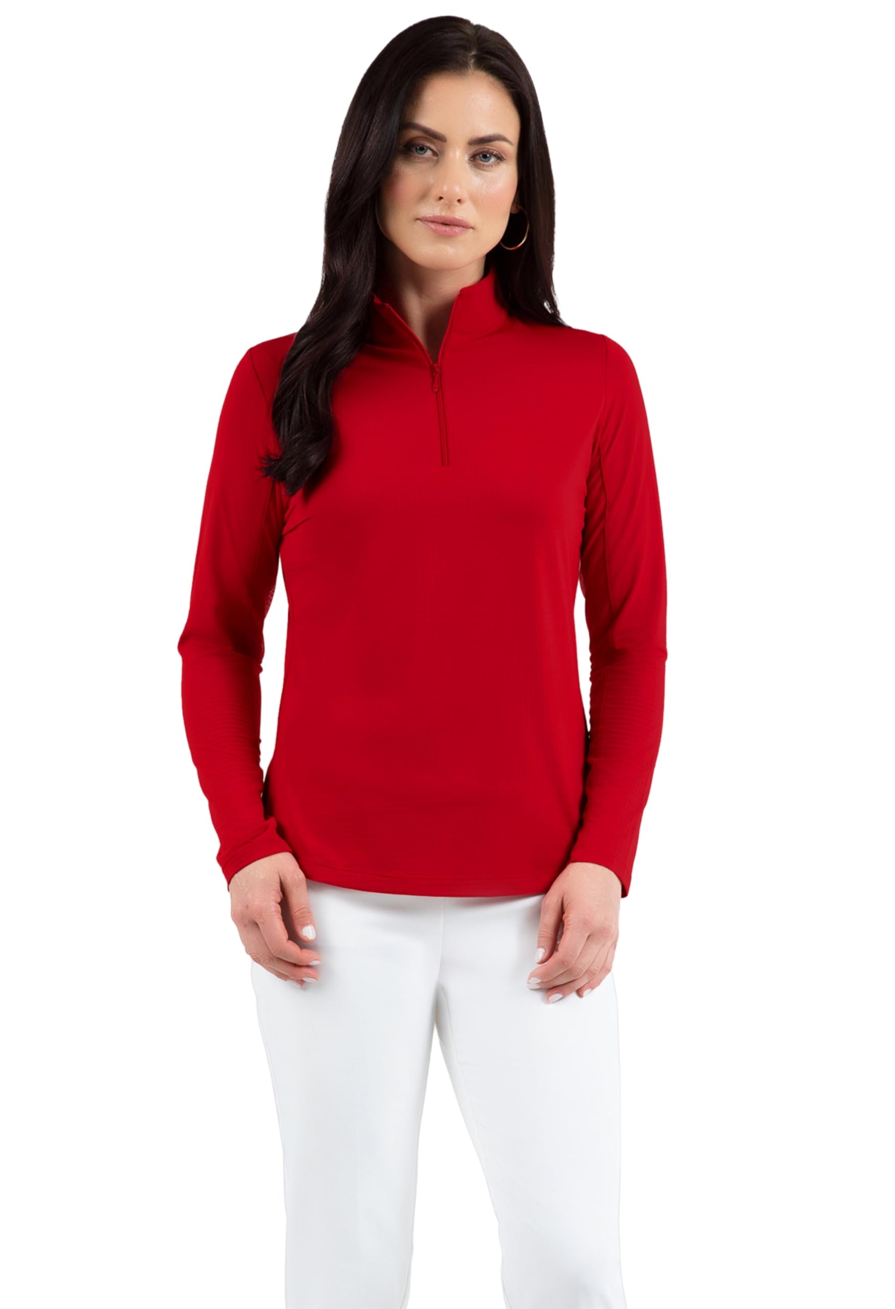 IBKUL Athleisure Wear Sun Protective UPF 50+ Icefil Cooling-Solid Long Sleeve Mock Neck Top-80000