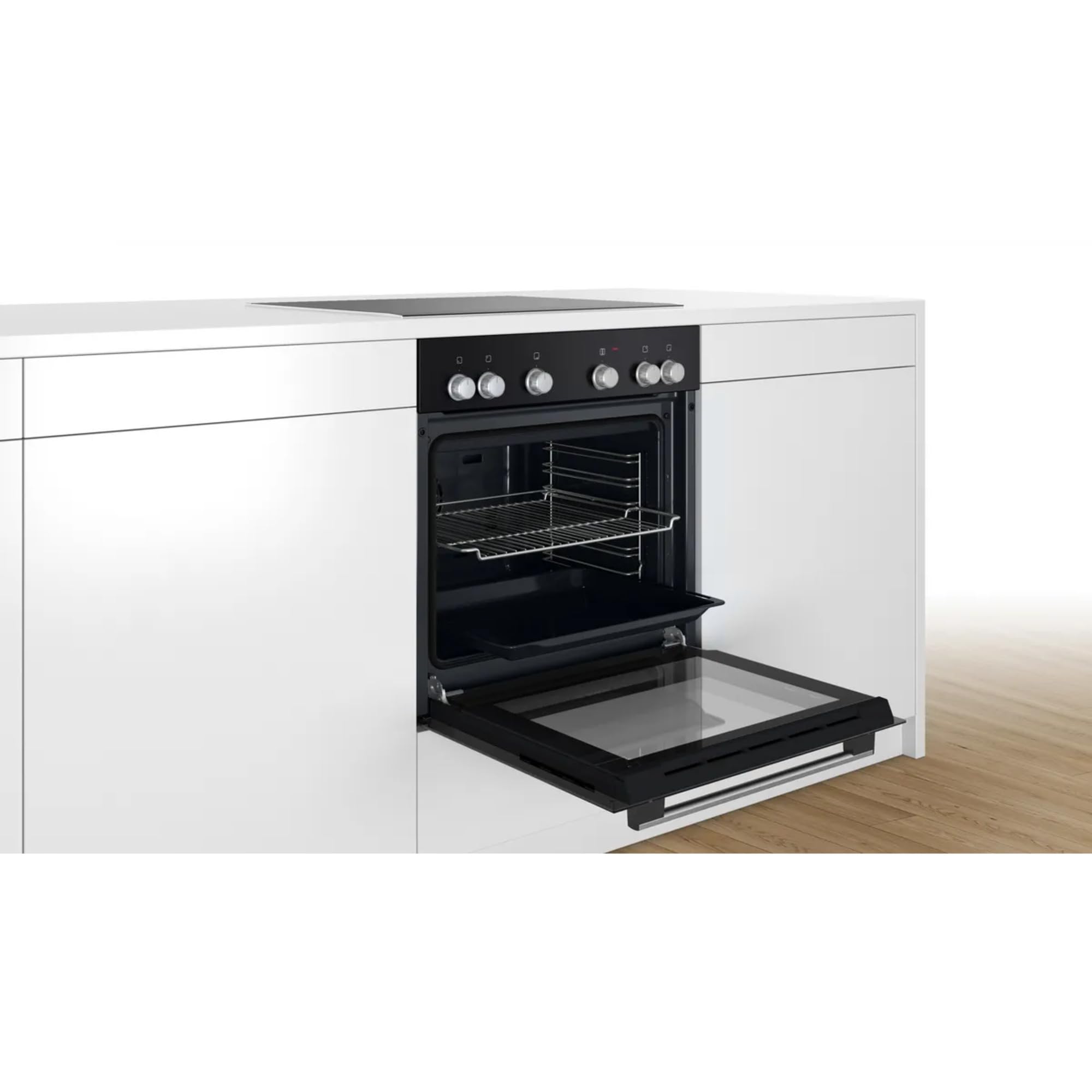 Bosch HND611LS62 zestaw kuchenek do zabudowy, składający się z kuchenki HEG517BB3, 60 x 60 cm, Made in Germany, gorące powietrze 3D, hydroliza, wyświetlacz LED i NKN645GA2E elektryczna płyta kuchenna,