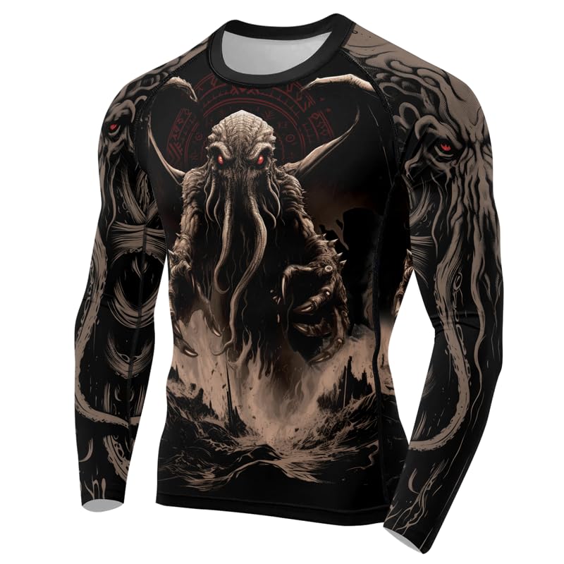 Octopus Long Sleeve Rash Guard Shirt Men Baselayer Skin Performance Fit Compression Shirt MMA BJJ Jiu Jitsu2