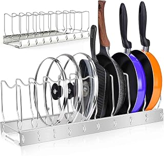 2Pack Lid Organizer Pot Lid Organizer Detachable and Adjustable Pots and Pans Organizer for Kitchen Cabinet Storage for Pots and Pans, Cutting Boards, Cooking Utensils