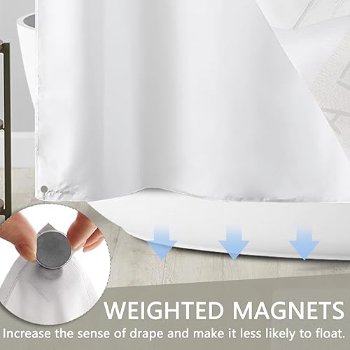 Miniatura 9 de Cortina de ducha rústica sin gancho con forro a presión, decoración rústica de baño de flores de algodón con tela impermeable, cortinas de ducha