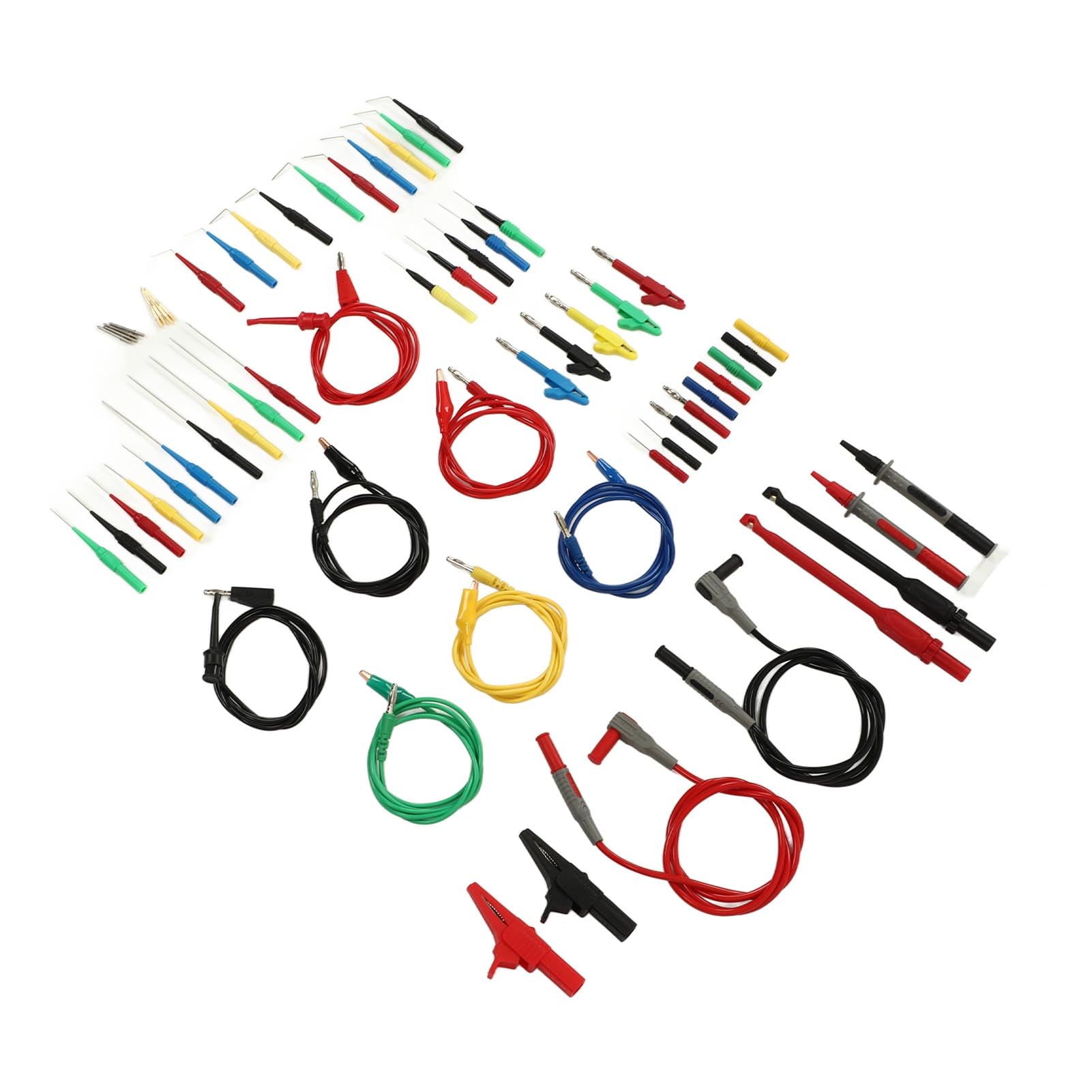 Juego de cables de prueba para multímetro de 62 piezas, puntas de prueba para multímetro digital con enchufe de banana, pinza de cocodrilo y sonda de aguja; kit de gancho de prueba