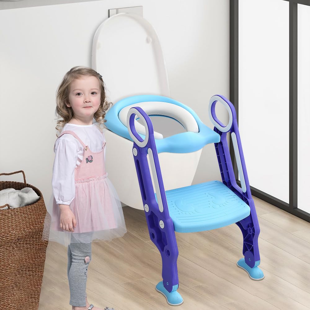 Homewell Riduttore WC per bambini con gradini, 2 in 1, rialzo WC per bambini per ragazzi e ragazze, sgabello per scale, sedile WC antiscivolo scala riduttore