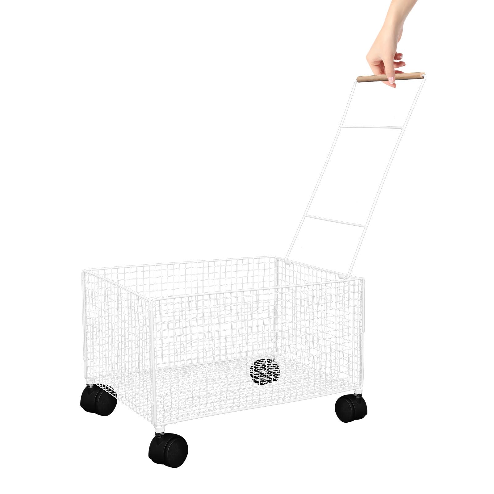 Großer Weißer Wäschekorb aus Eisen mit Rollen für Schlafzimmer und Haushalt Große Kapazität Leicht Beweglich und Minimalistisch im Design