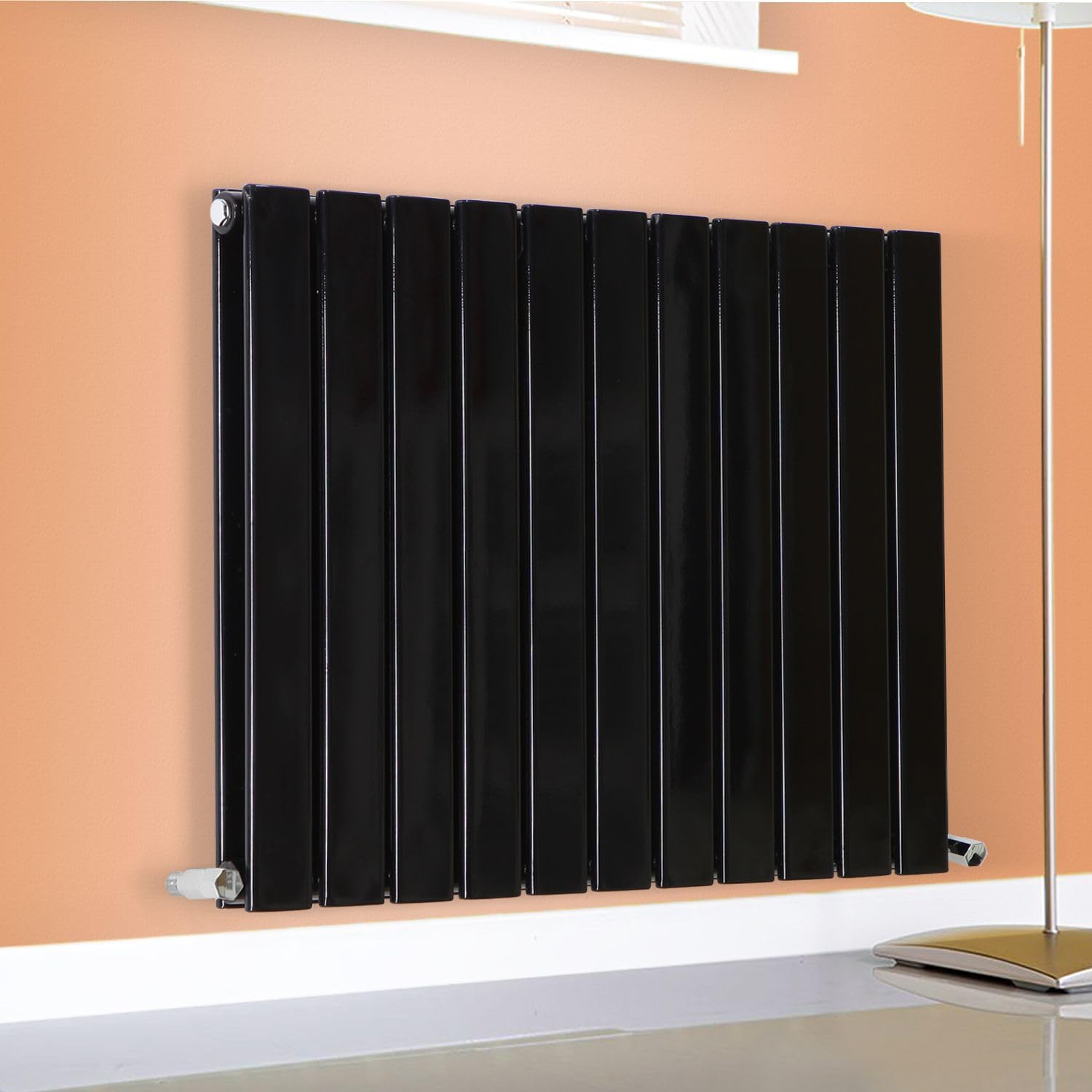 Designer Flat Panel Radiator Horizontal Vertical Modern Central Heating Rads (Double - 400 x 760mm, Black)
