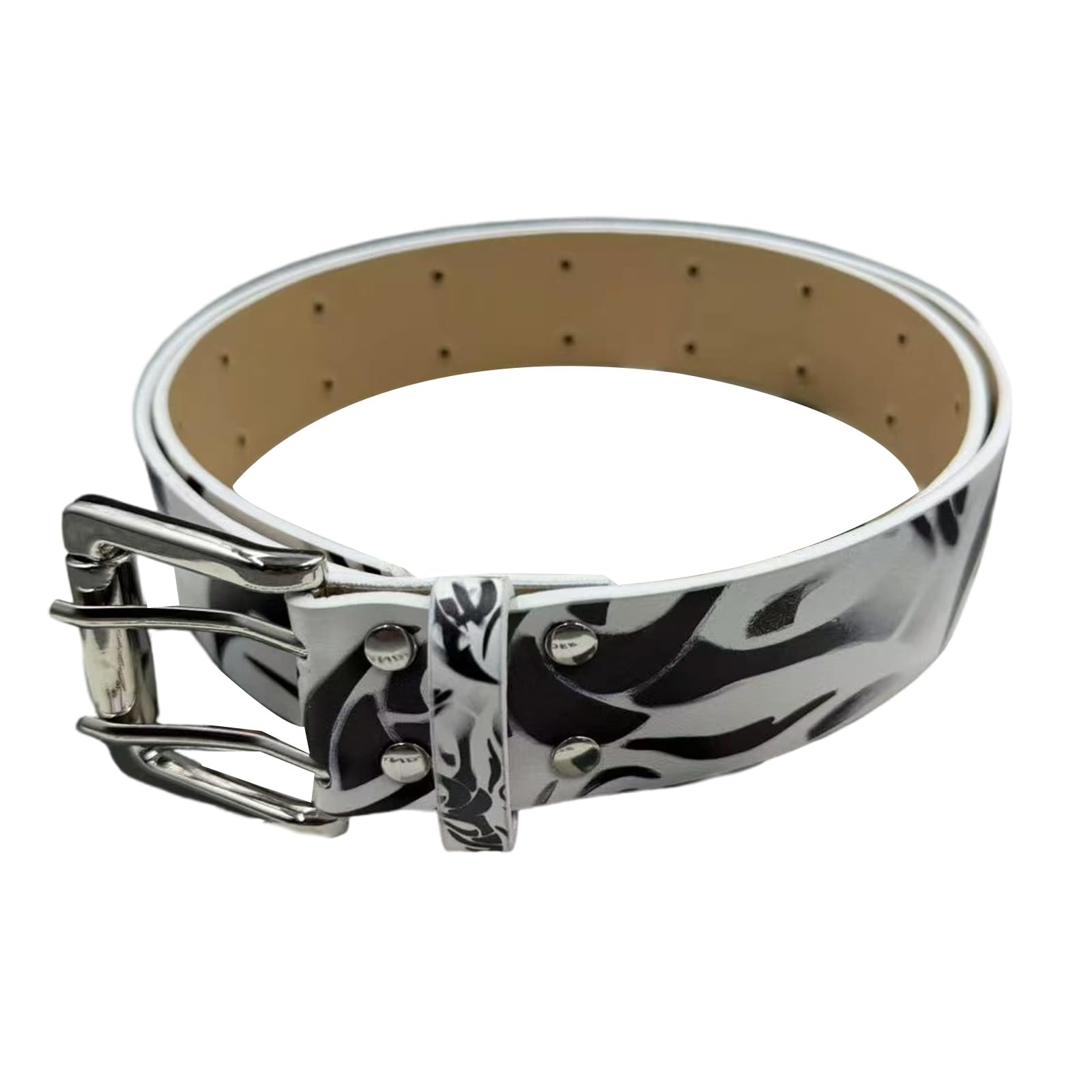 Cinturón de graffiti retro ajustable para hombres y mujeres de piel sintética con hebillas fuertes para varias ocasiones, cinturón de tela ajustable