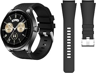 TUTUO [1 x Bracelet Compatible with Huawei Watch Buds Strap, Soft Silicone Sport Replacement Wristband, Soft Breathable Sweat-Resistant Replacement Bands for Huawei Watch Buds - Black, Silicone