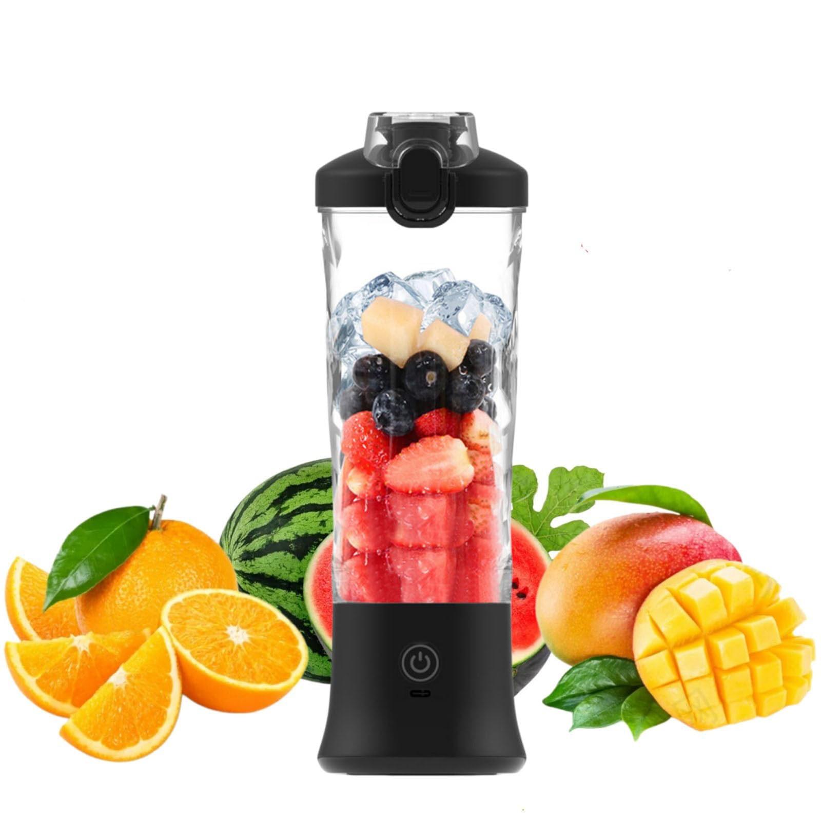 Mélangeur de jus frais portable, mélangeur à portion unique, pour milkshakes et smoothies, machine pour cuisine, bureau, salle de sport, 4000 mAh (noir)