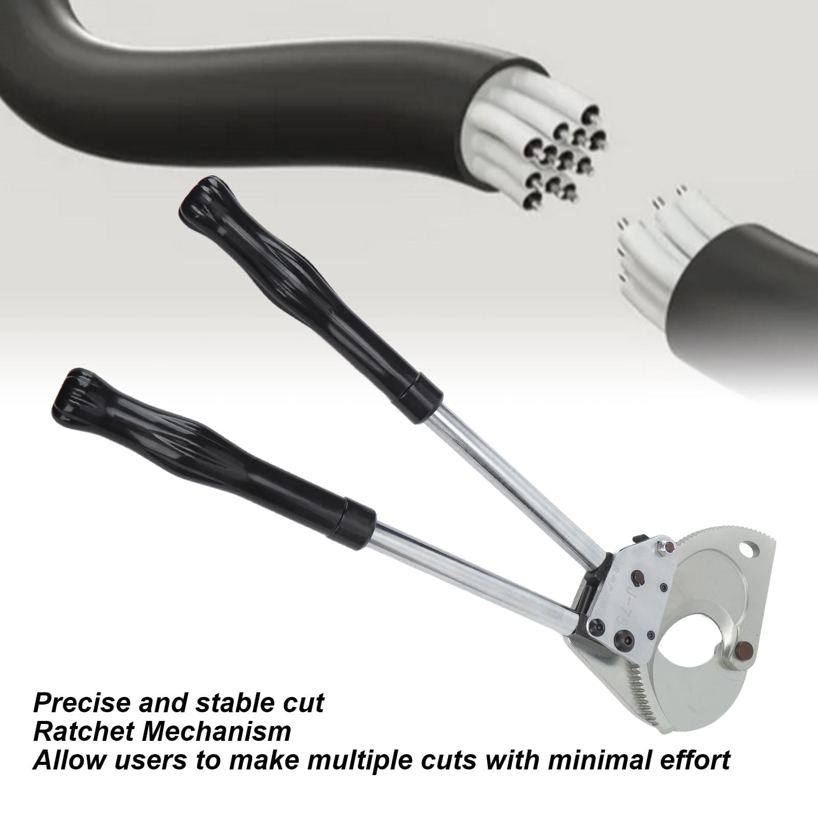 Cortador de Cables con Trinquete Profesional, 750 MCM/400 mm², Herramienta Manual para Corte de Cables y Alambres