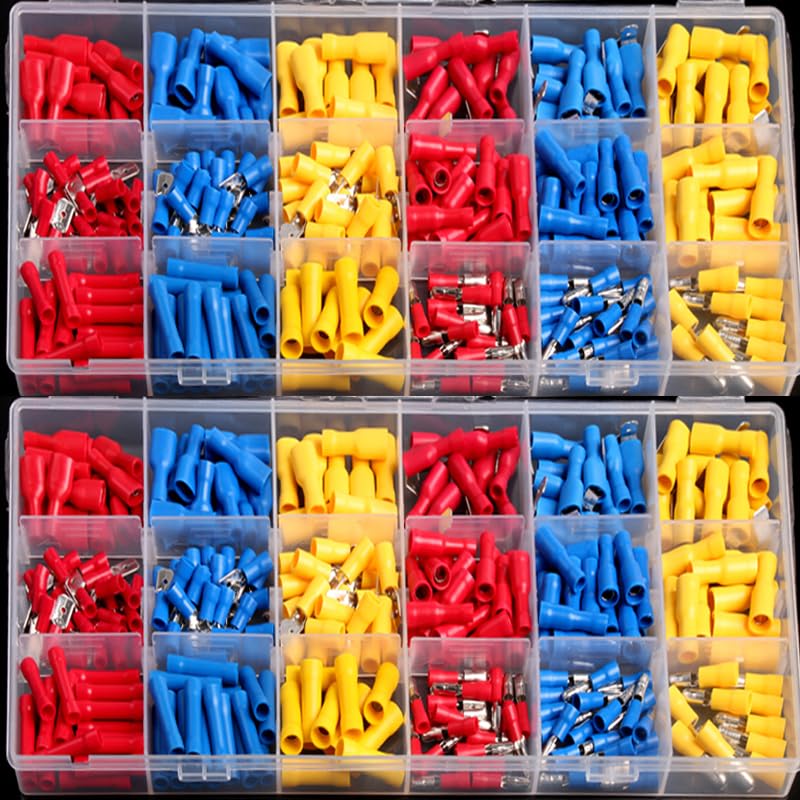 300PCS Waterproof Electrical Crimp Terminals Insulated Spade Terminals Connectors Kits with Box Wire Connector VUQLDHAYZ