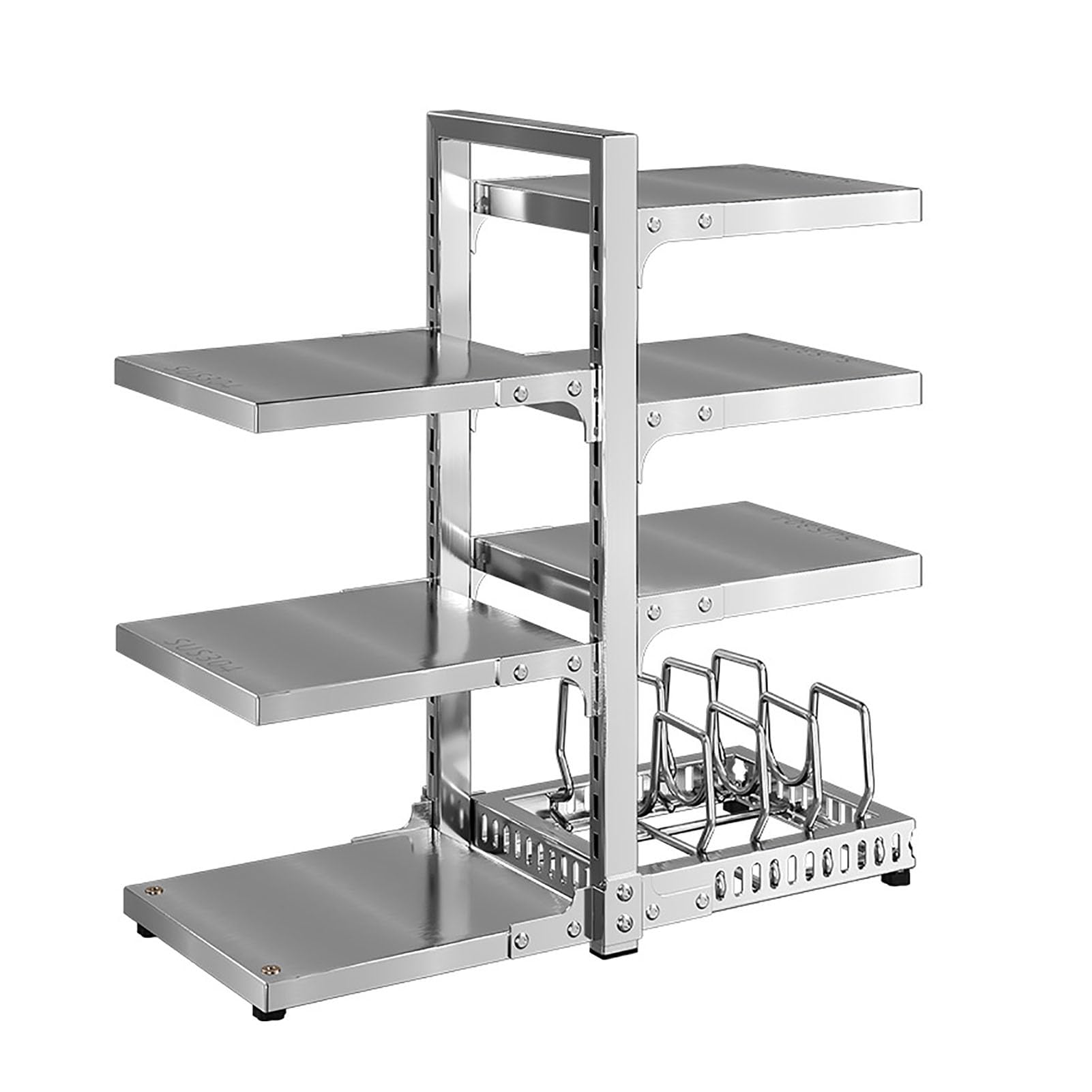 Portapentole Verticale con Separatori Rimovibili a 7 Ripiani | Organizzatore Multiuso per Stoviglie da Cucina, Struttura Regolabile per Interno Mobili e Superfici a Pavimento