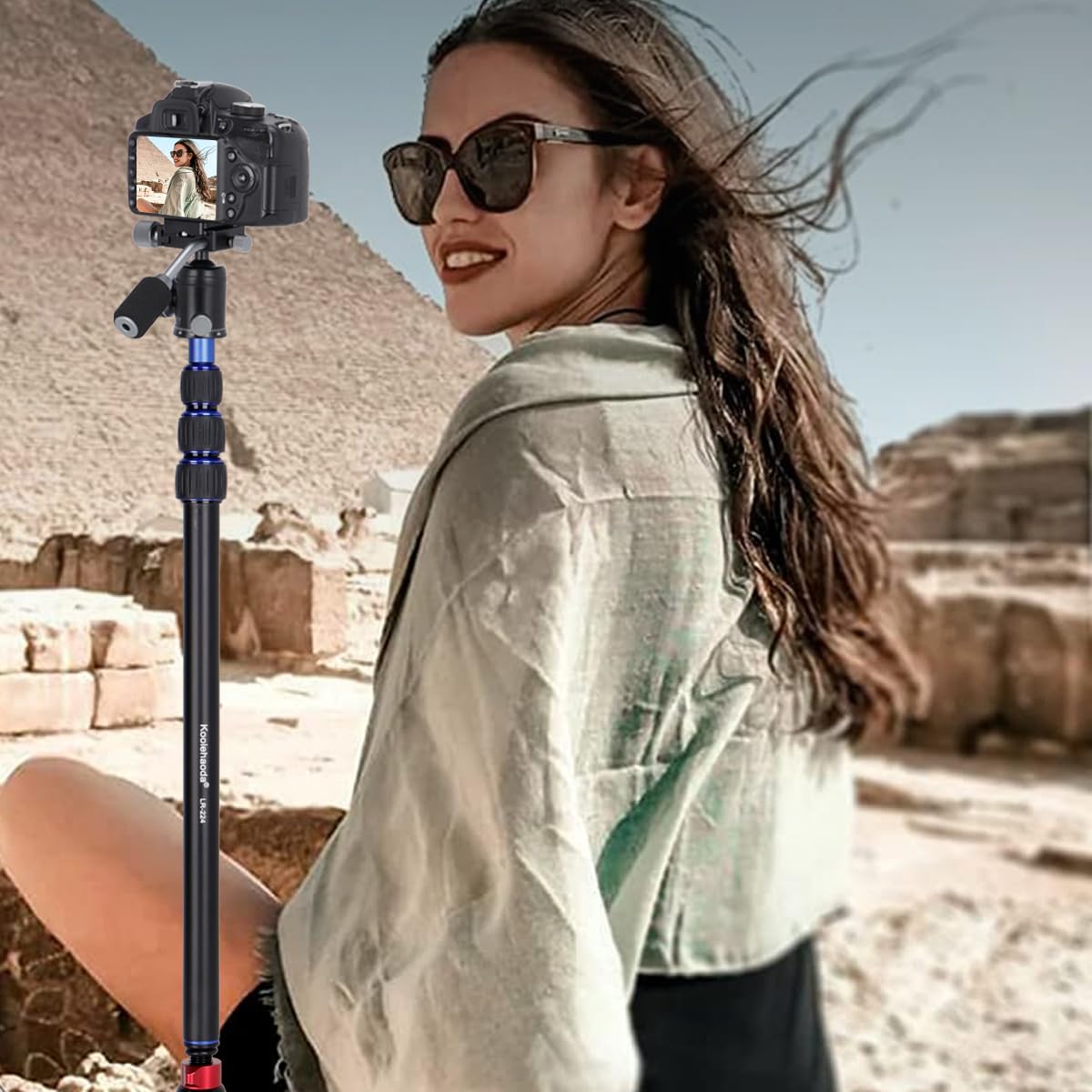 Koolehaoda Monopod aparatu 100 cm / 40 cali drążek przedłużający statyw, aluminiowa kolumna środkowa, drążek teleskopowy do statywu/kamery DSLR, LR-224